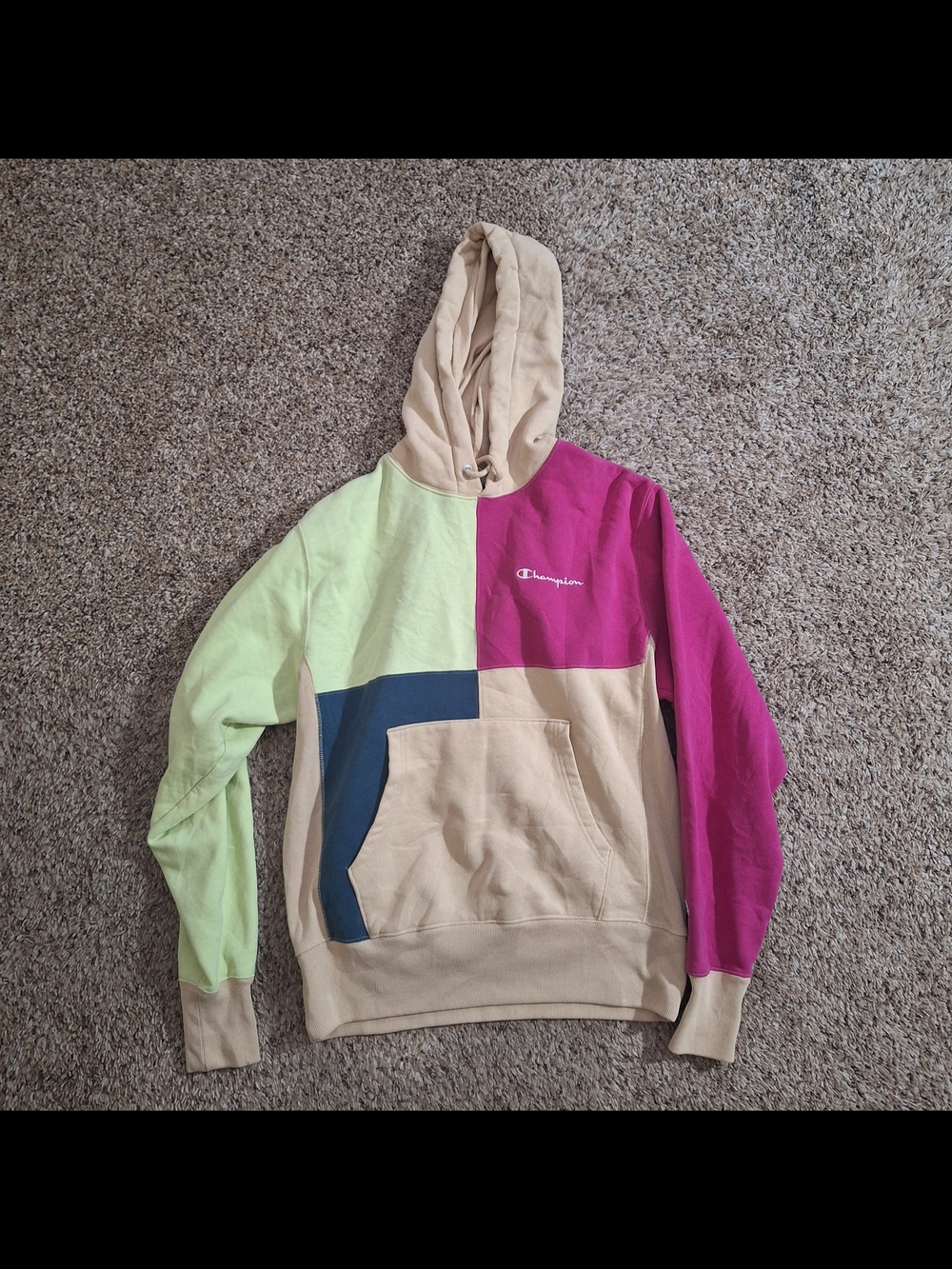Urban Outfitters Champion Reverse Weave Colorblock Patchwork Hoodie M